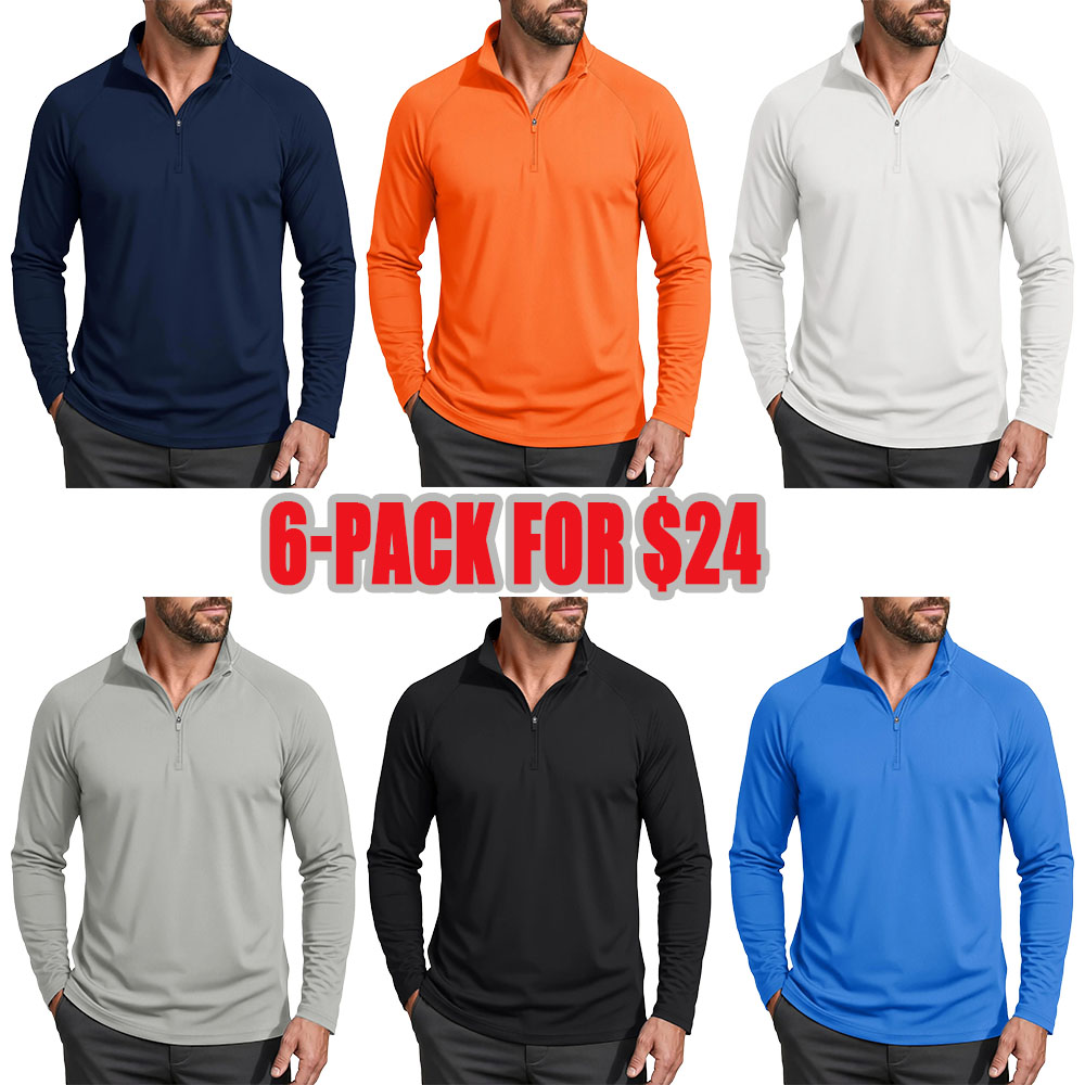 Men's UPF 50+ Quick Dry 1/4 Zip Long Sleeve Shirts, Lightweight Athletic Rashguard Tops, Soho Chic Casual Outdoor Sport Shirts