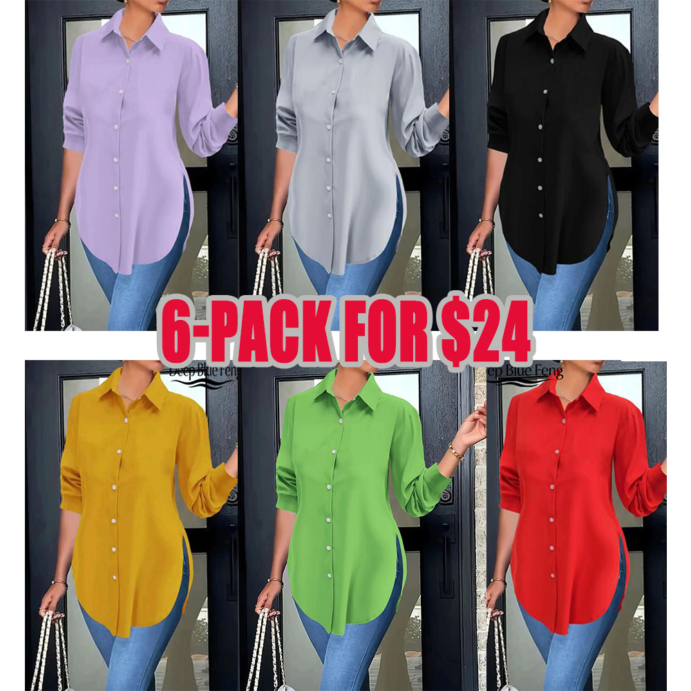 Women's Collared Long Sleeve Shirt, Fitted Outer Shell, Moderate Fabric Thickness, Casual Style, Spring & Fall Wear