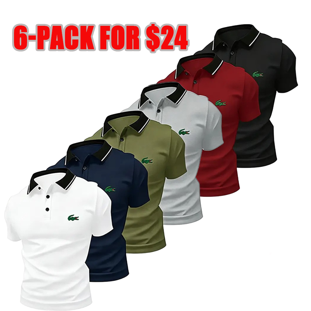 Men's Slim-Fitted Shortsleeve Croco Print Polo Shirts