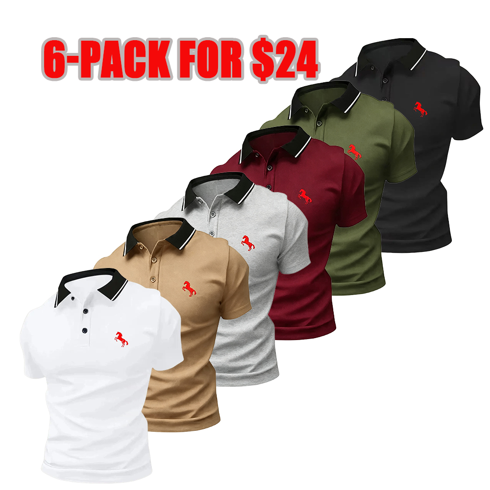 New summer men’s comfortable polo shirts, men’s polo set, classic turn-down collar button-up tops