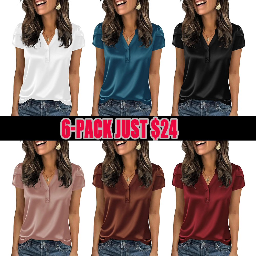 Women Satin Blouse for Women Business Work Tops