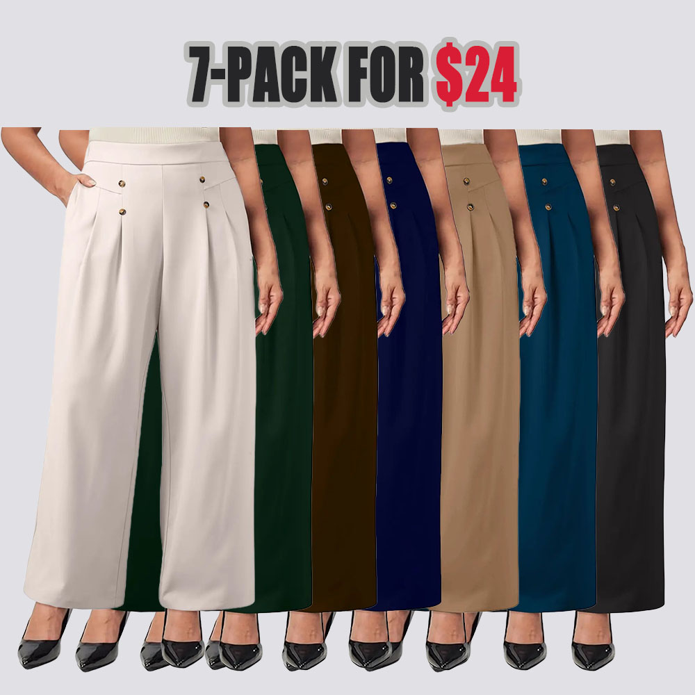 Womens Plus Size Wide Leg Dress Pants High Waisted Pleated Business