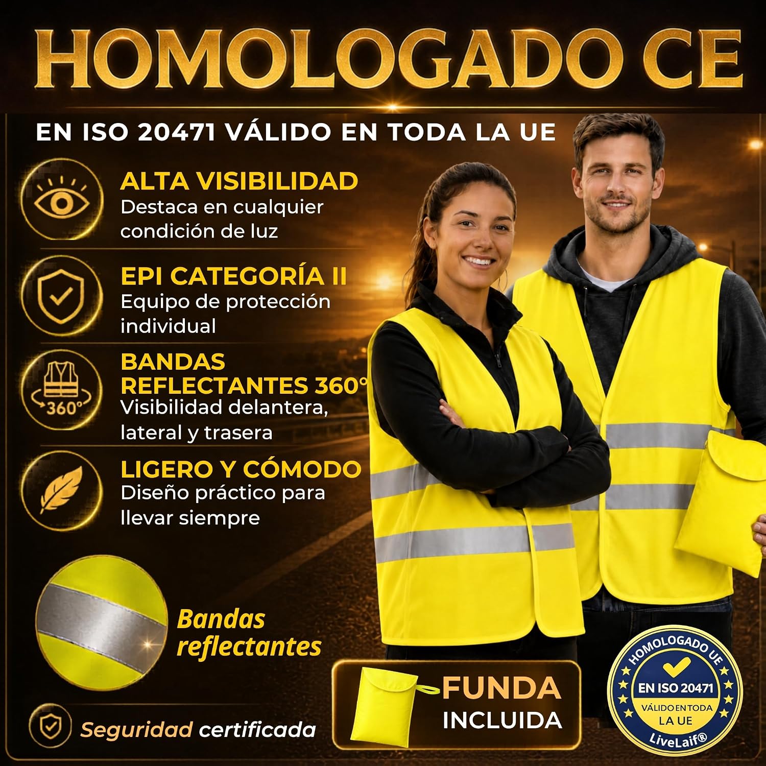 Reflective Vest ISO 20471 Approved + Cover