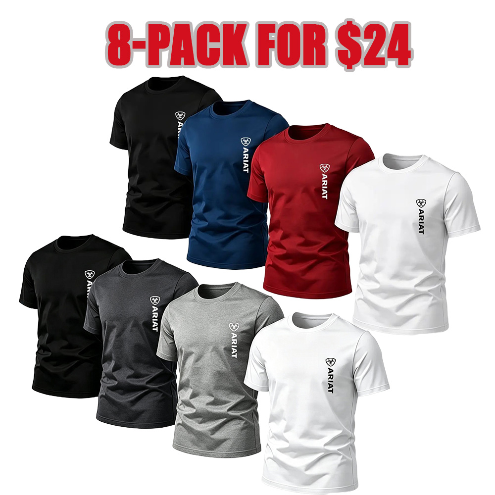 Summer American Vertical Shield Print Short Sleeve T-Shirt
