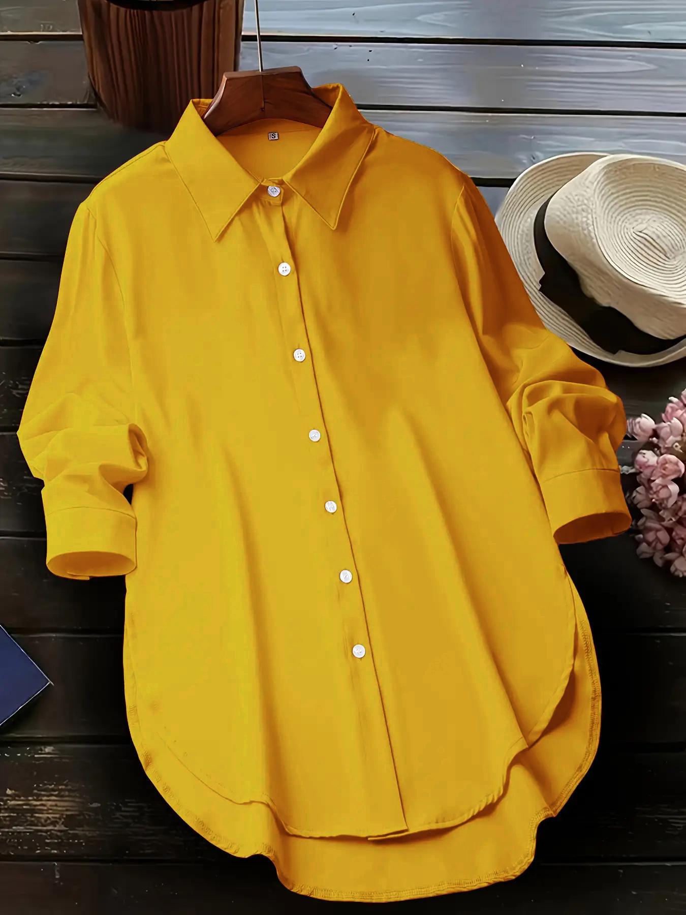 Elegant Fashion Women's Collared Long Sleeve Shirt, Fitted Outer Shell, Moderate Fabric Thickness, Casual Style, Spring & Fall Wear