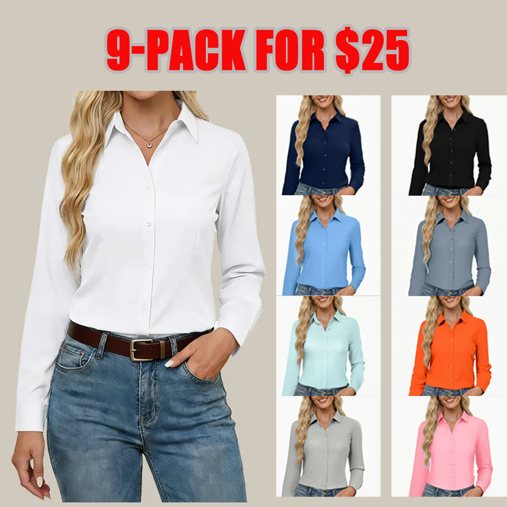 Button Down Dress Shirts for Women Long Sleeve Classic Fit