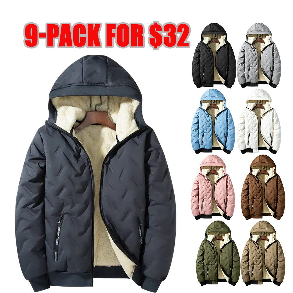 Winter Coats Clearance —Hooded Cotton Jacket, Long Sleeve Tops, Fleece-Lined Warm Clothes with Ultrasonic Cotton Toothbrush Design Stylish