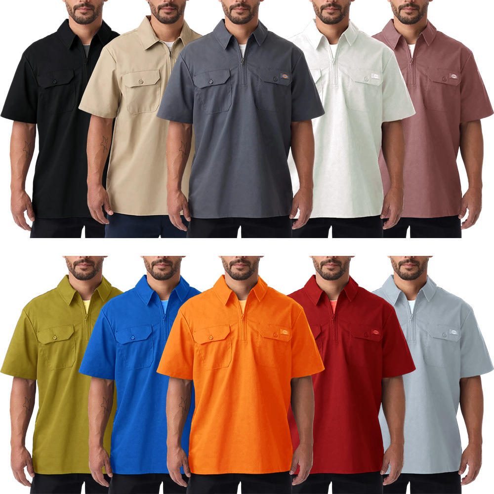 1/4 Zip Work Shirt, Relaxed Fit Full Zip, Workwear Style