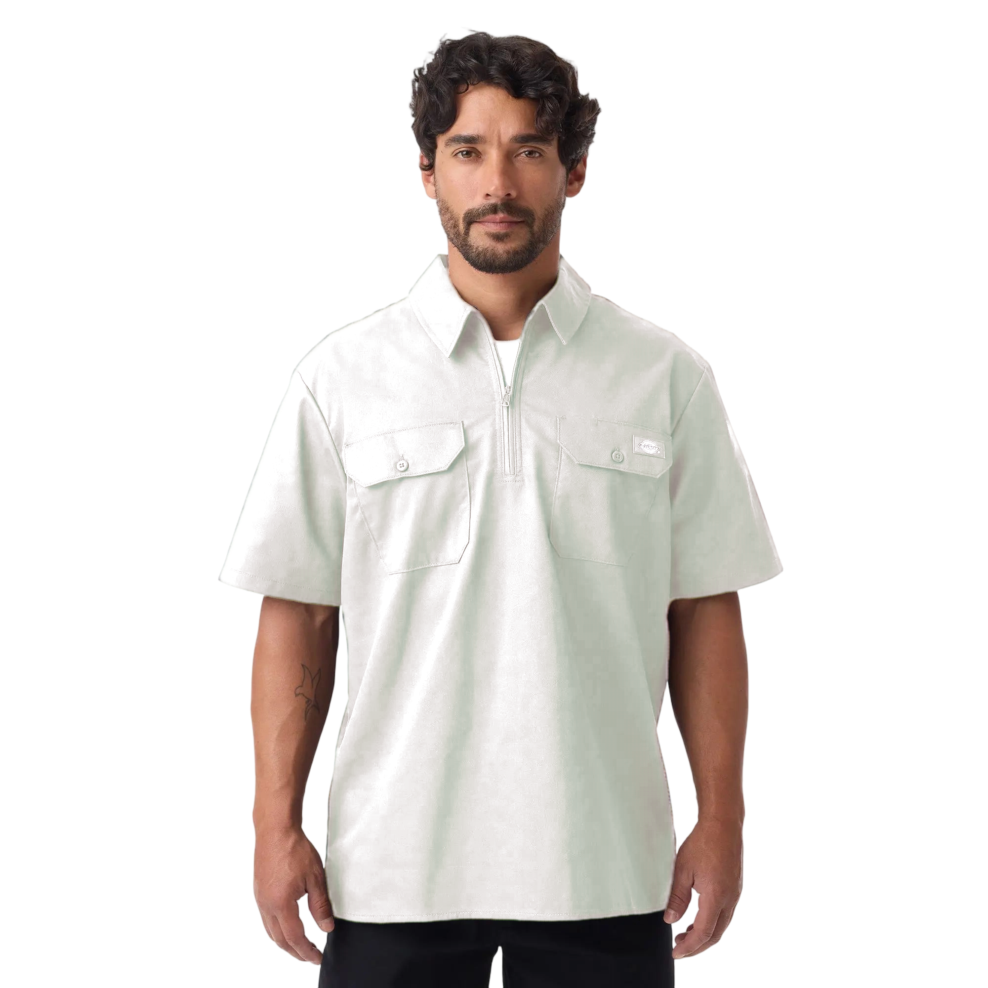 1/4 Zip Work Shirt, Relaxed Fit Full Zip, Workwear Style
