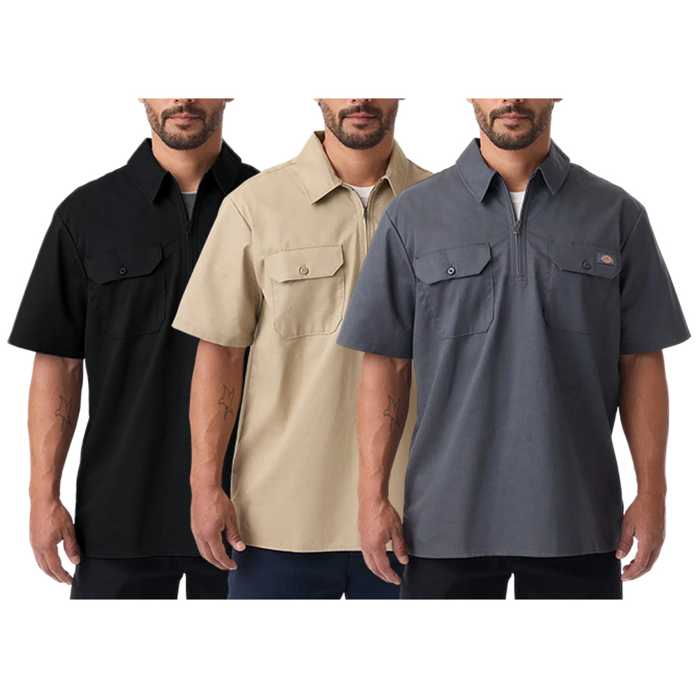 1/4 Zip Work Shirt, Relaxed Fit Full Zip, Workwear Style