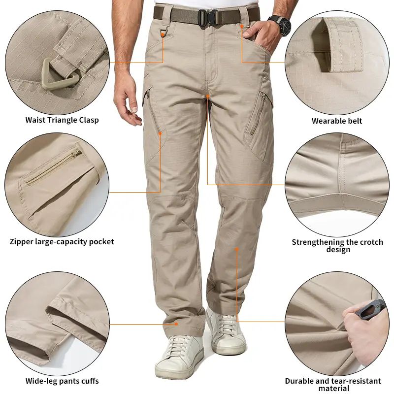 Men’s Tactical Cargo Pants – Multi-Pocket Work Trousers, Durable Breathable Fabric, Straight Fit for Construction & Outdoor Wear