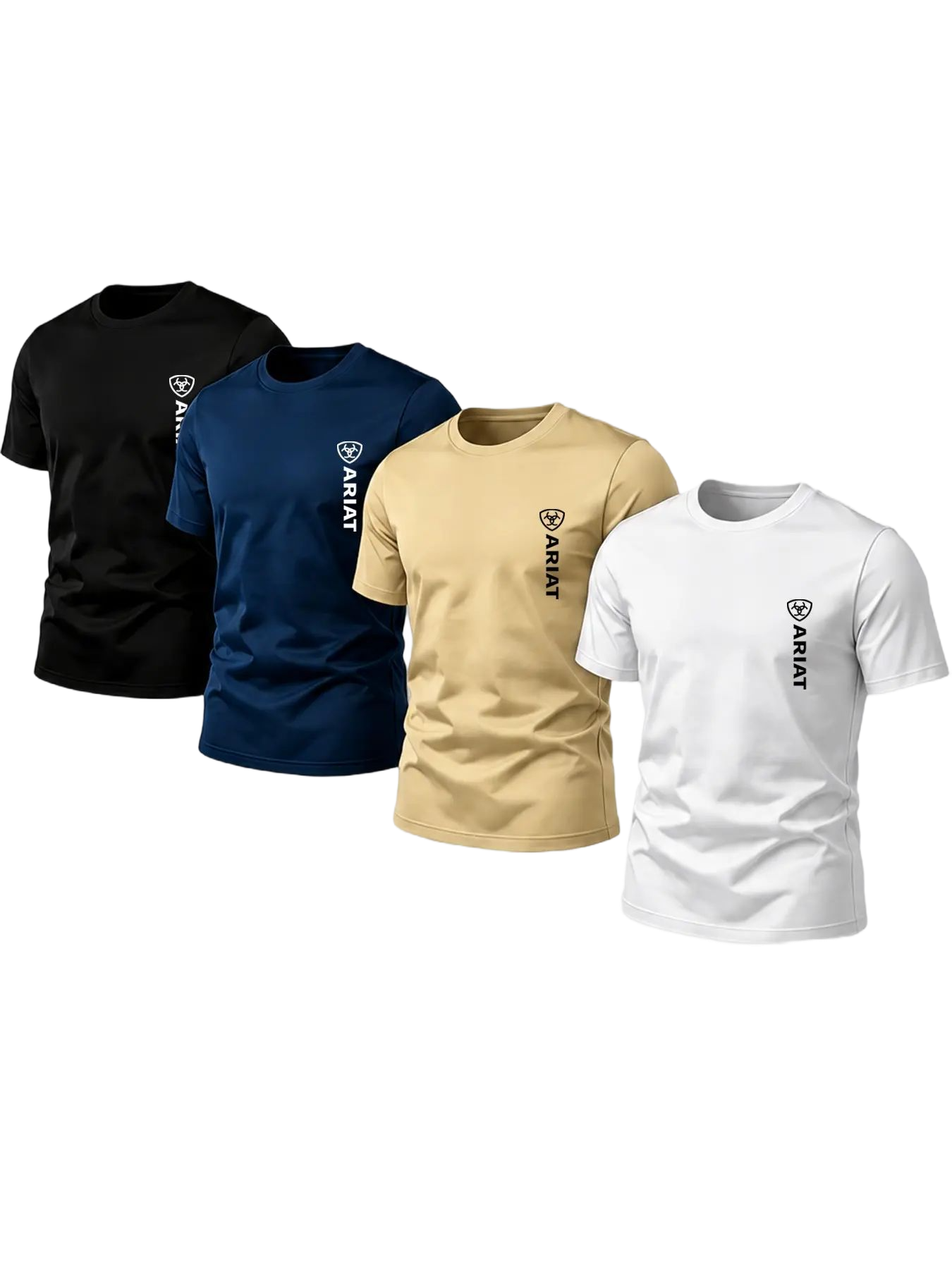 Summer American Vertical Shield Print Short Sleeve T-Shirt