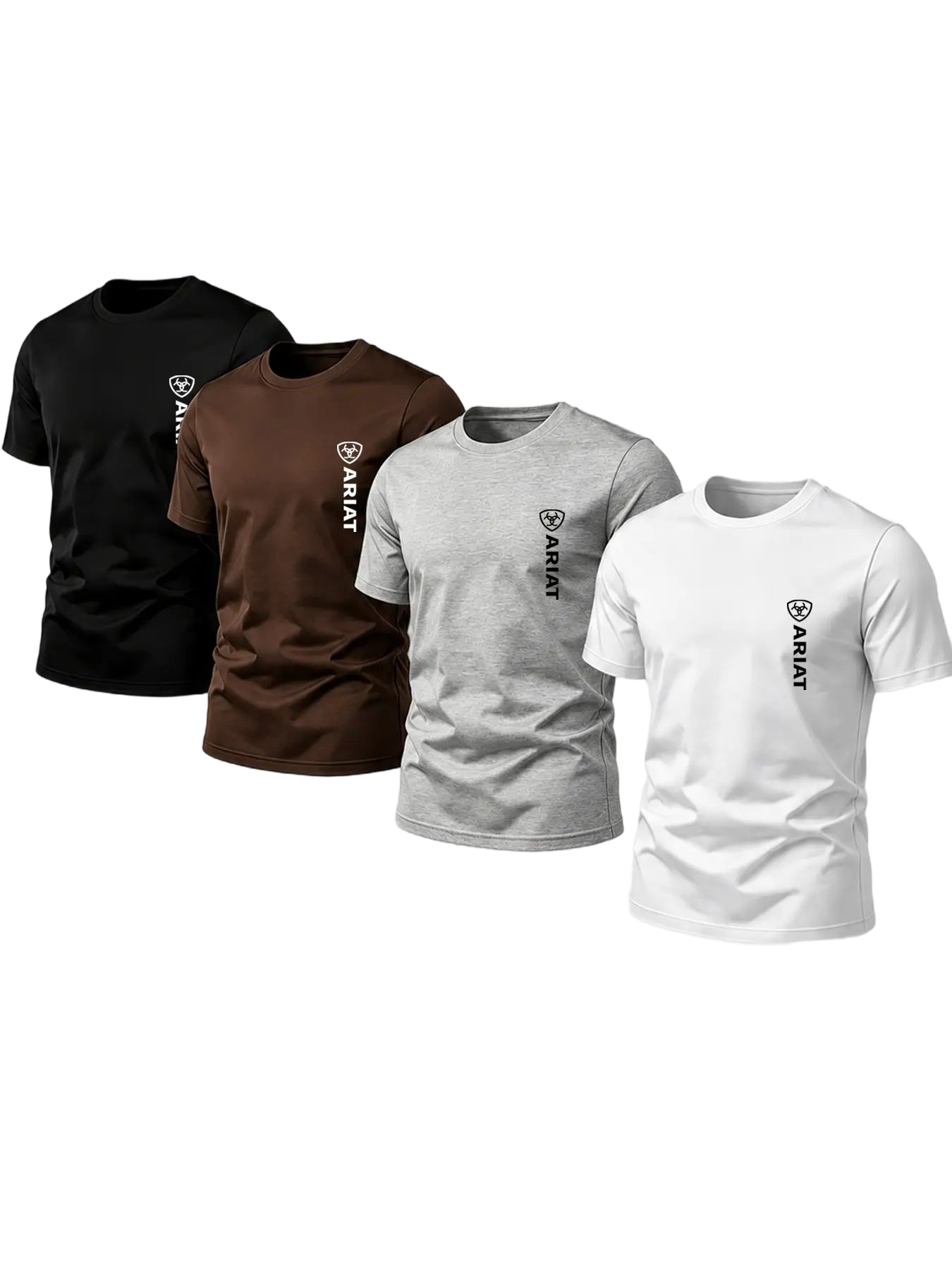 Summer American Vertical Shield Print Short Sleeve T-Shirt