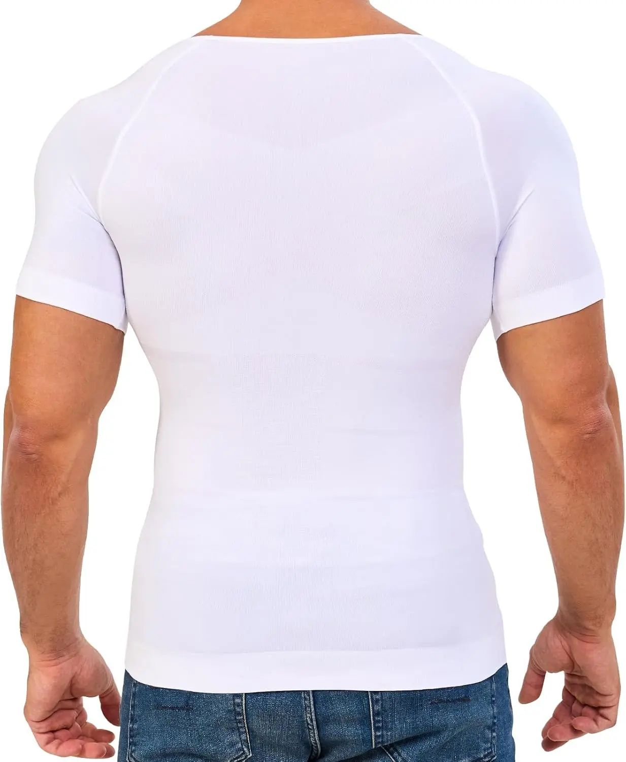 Menswear Compression Body Shaper Shapewear Stretchy Short Sleeve Shirt Breathable Lightweight Comfy Workout Tank Top
