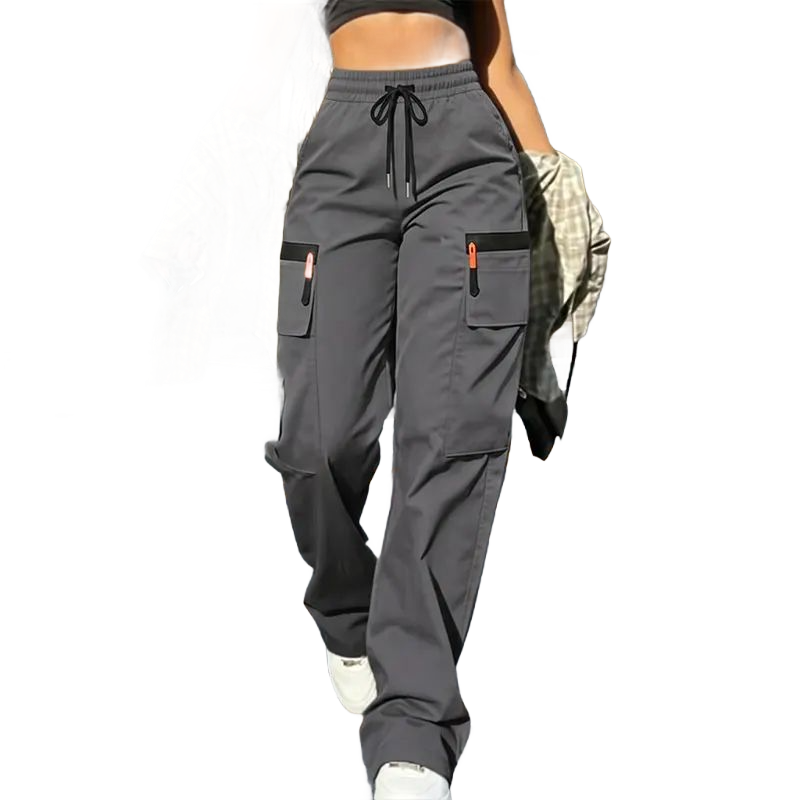 Women’s Cargo Pants — Solid Color, Anti-theft Zipper Pocket Design