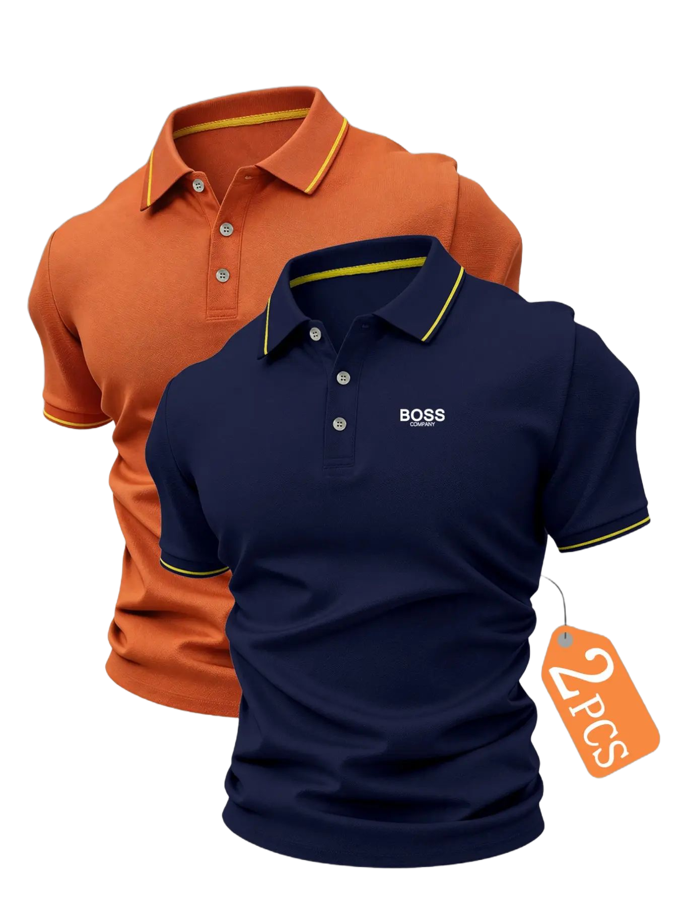 New Men's Golf Polo Shirt Set, Fashionable Boss Logo Print, Collared Stretch Casual Breathable