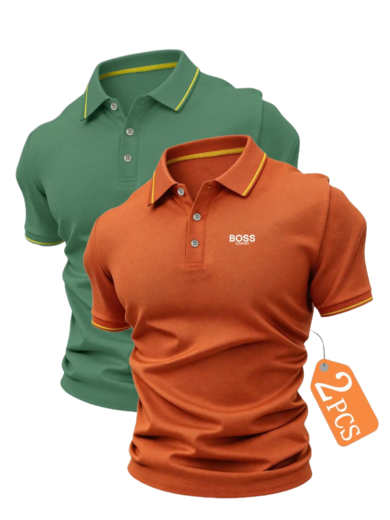 New Men's Golf Polo Shirt Set, Fashionable Boss Logo Print, Collared Stretch Casual Breathable