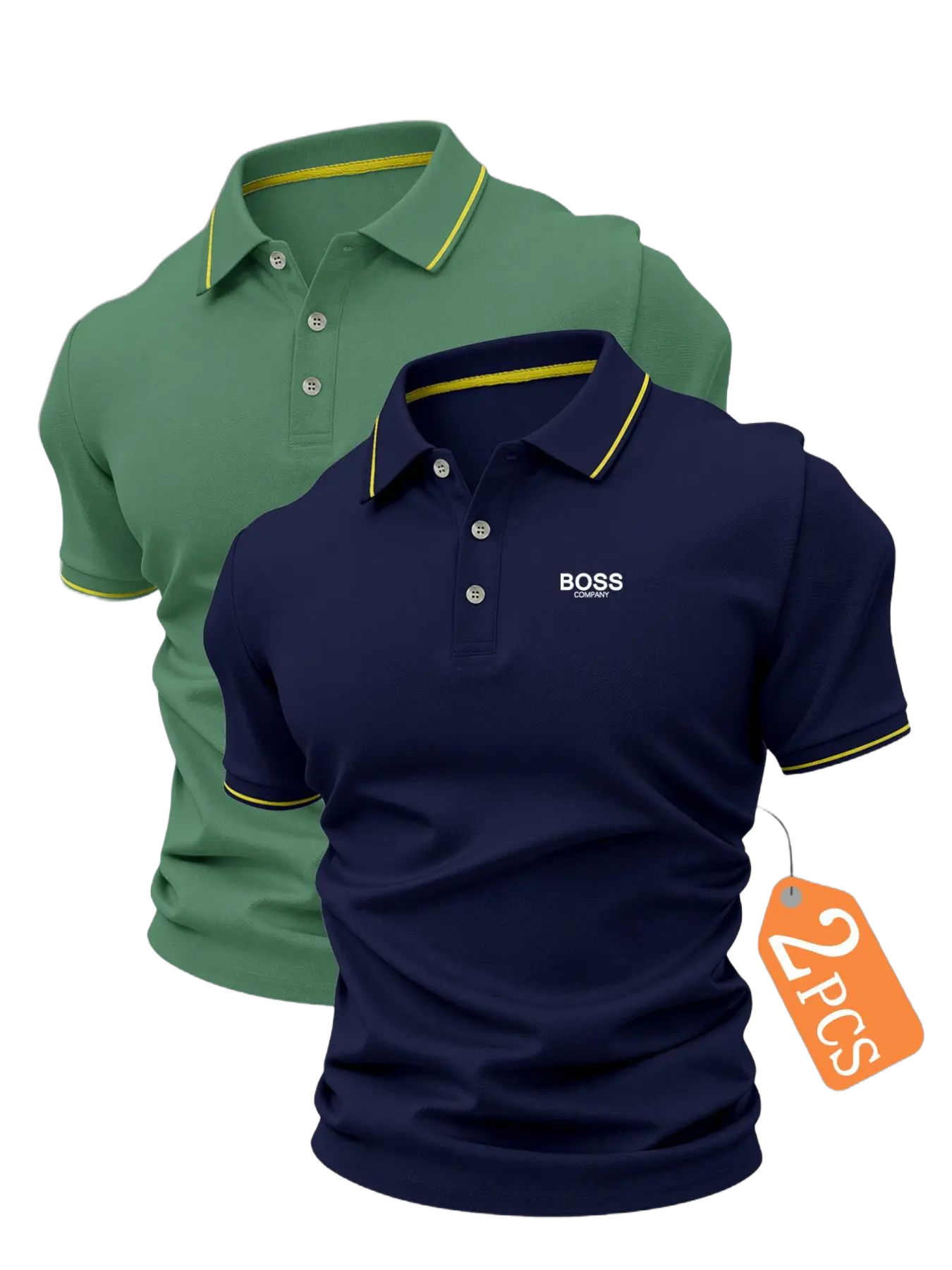 New Men's Golf Polo Shirt Set, Fashionable Boss Logo Print, Collared Stretch Casual Breathable