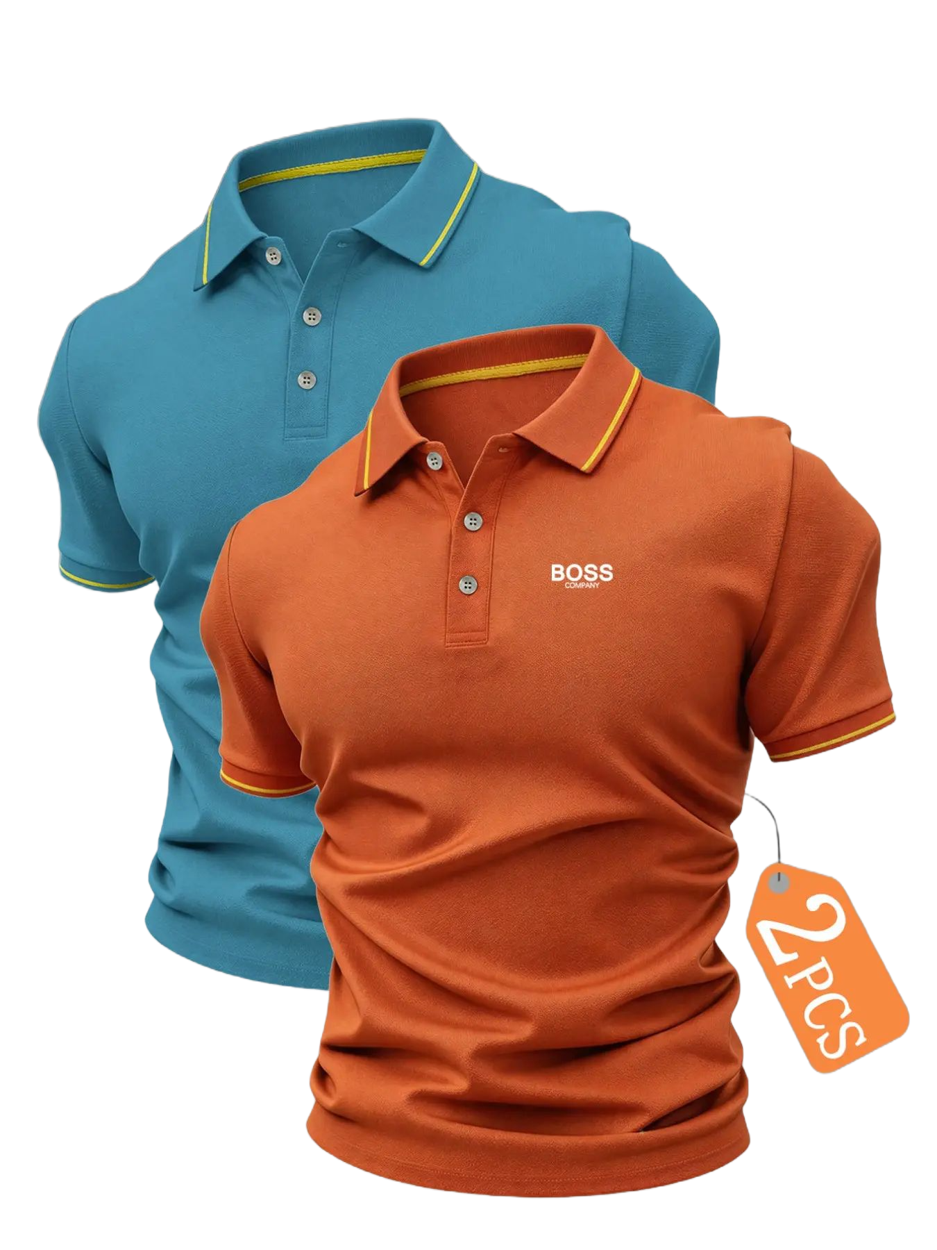 New Men's Golf Polo Shirt Set, Fashionable Boss Logo Print, Collared Stretch Casual Breathable