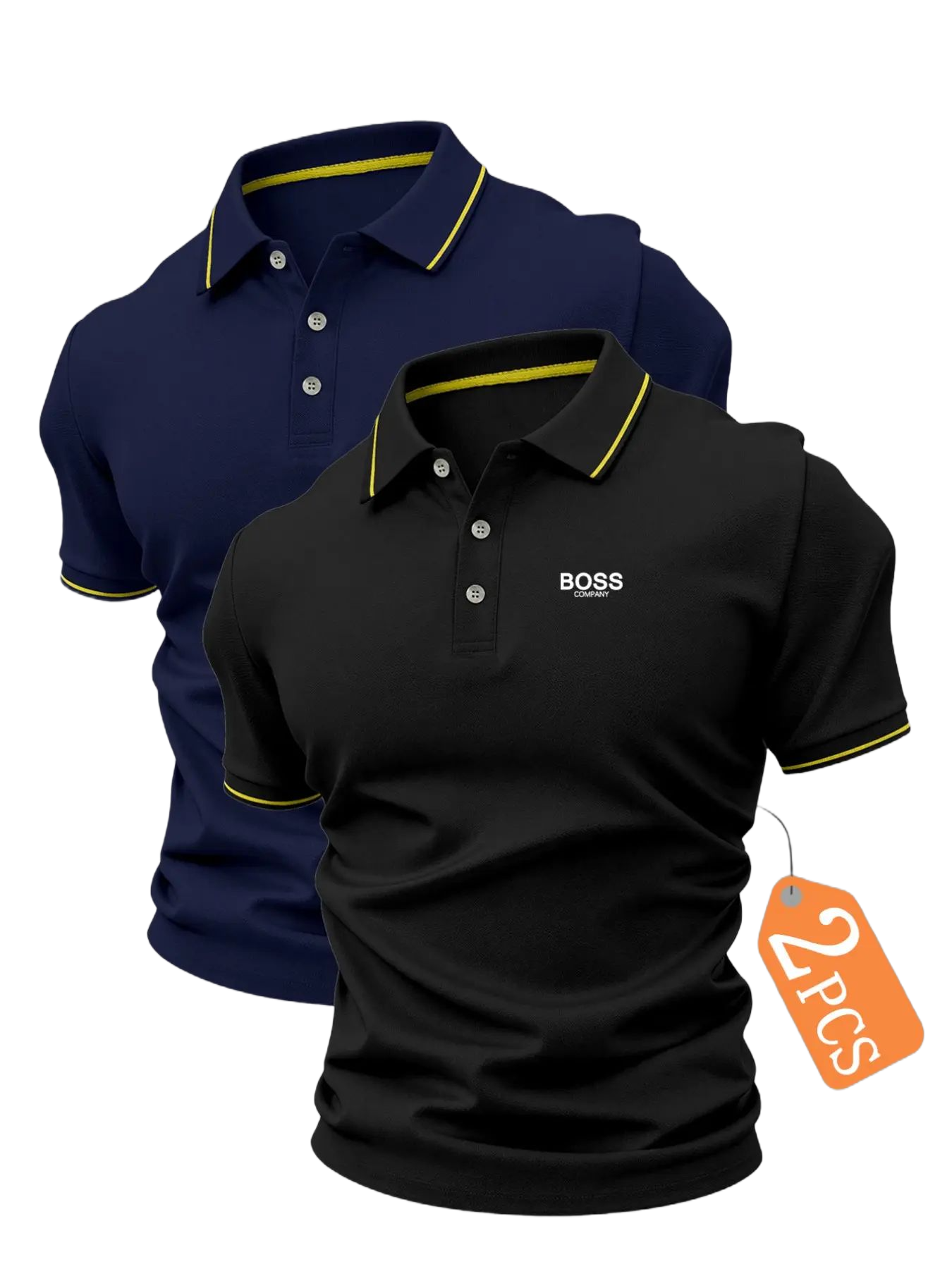 New Men's Golf Polo Shirt Set, Fashionable Boss Logo Print, Collared Stretch Casual Breathable