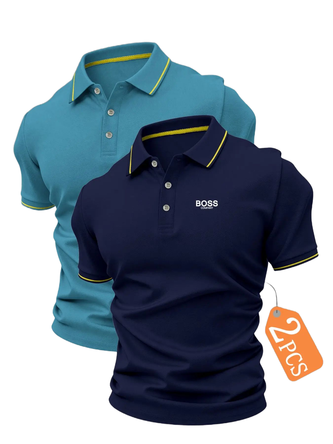 New Men's Golf Polo Shirt Set, Fashionable Boss Logo Print, Collared Stretch Casual Breathable