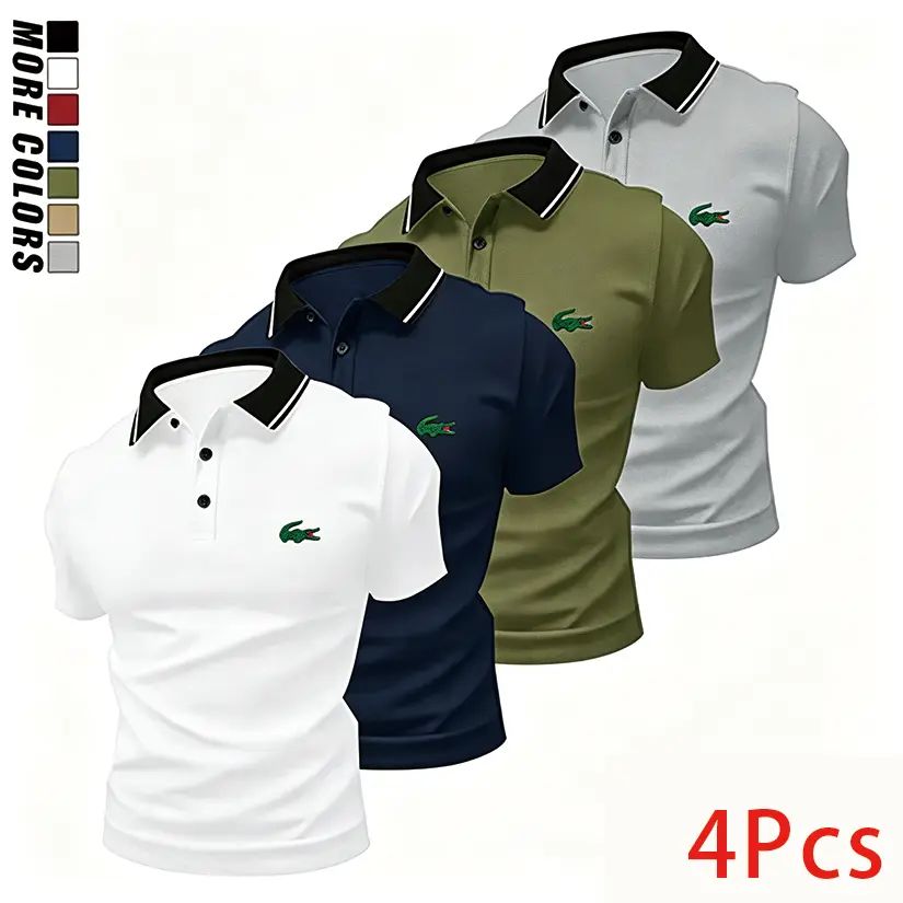 Men's Slim-Fitted Shortsleeve Croco Print Polo Shirts