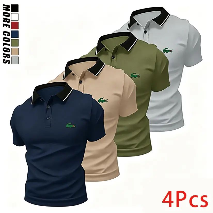 Men's Slim-Fitted Shortsleeve Croco Print Polo Shirts