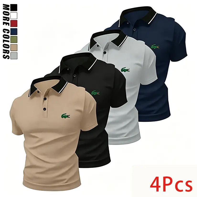 Men's Slim-Fitted Shortsleeve Croco Print Polo Shirts