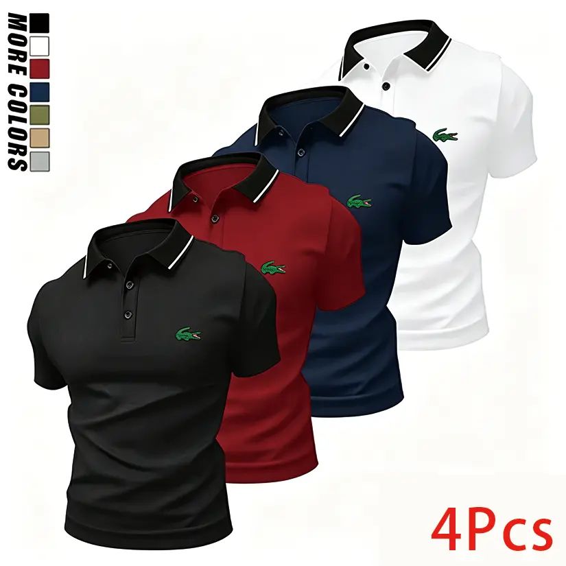 Men's Slim-Fitted Shortsleeve Croco Print Polo Shirts