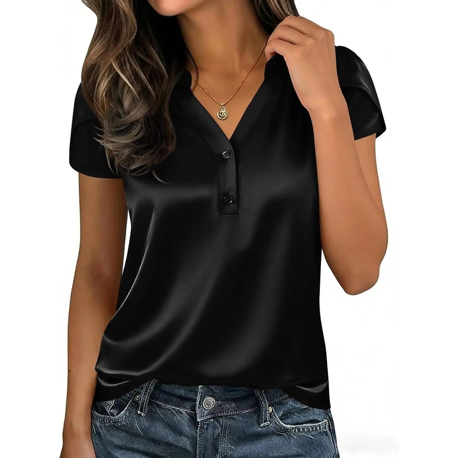 Women Satin Blouse for Women Business Work Tops