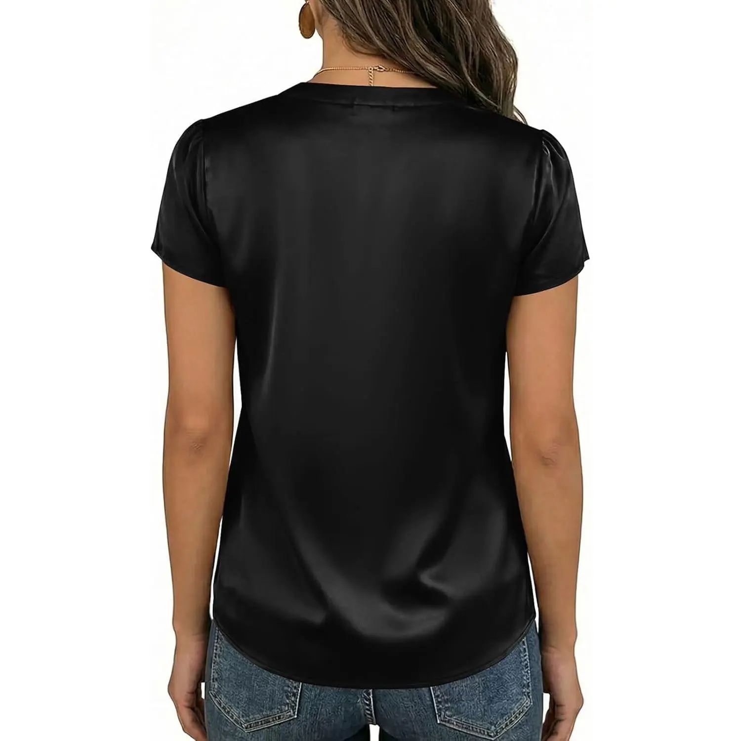 Women Satin Blouse for Women Business Work Tops