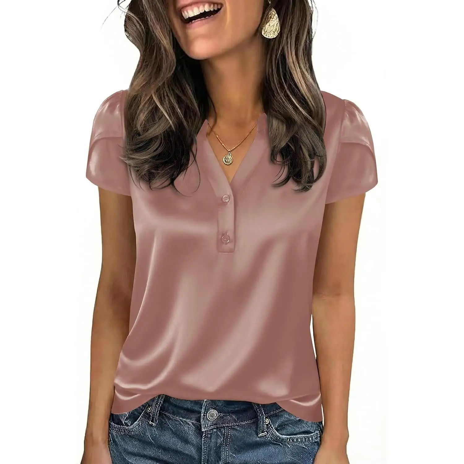 Women Satin Blouse for Women Business Work Tops