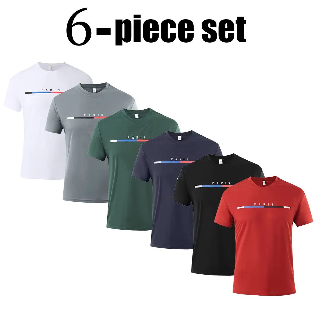 Men's 6-Pack Graphic Tees Short Sleeves Moisture Wicking Quick-Dry Athletic Cut Soft Tops