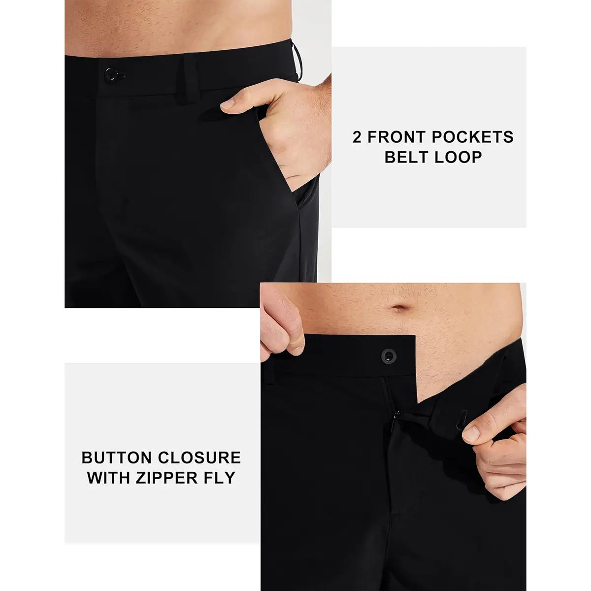 Men's Golf Pants 30"/32"/34" Inseam Lightweight Stretch Work Dress Pants Quick Dry Breathable Moisture Wicking Fabric