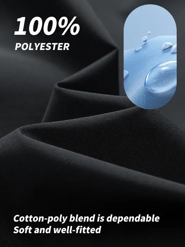 Men’s Loose-Fit Hooded Windproof Waterproof Polyester Plain Long-Sleeve Tops - Adjustable Drawstring Hem, Zipper Closure