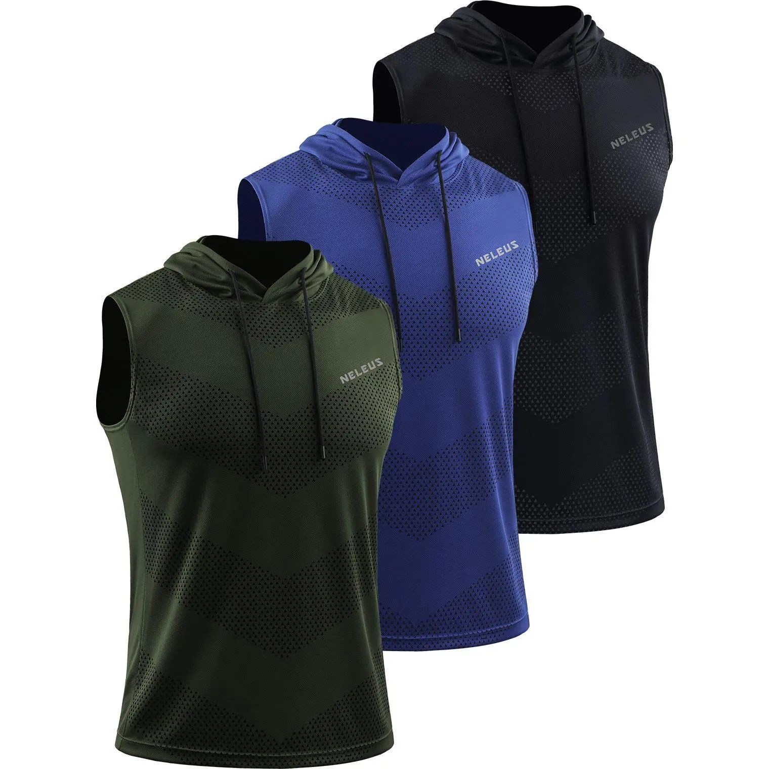 Men's Workout Clothes, Hooded Sleeveless Dry Fit Athletic Sports Vest for Running and Boxing