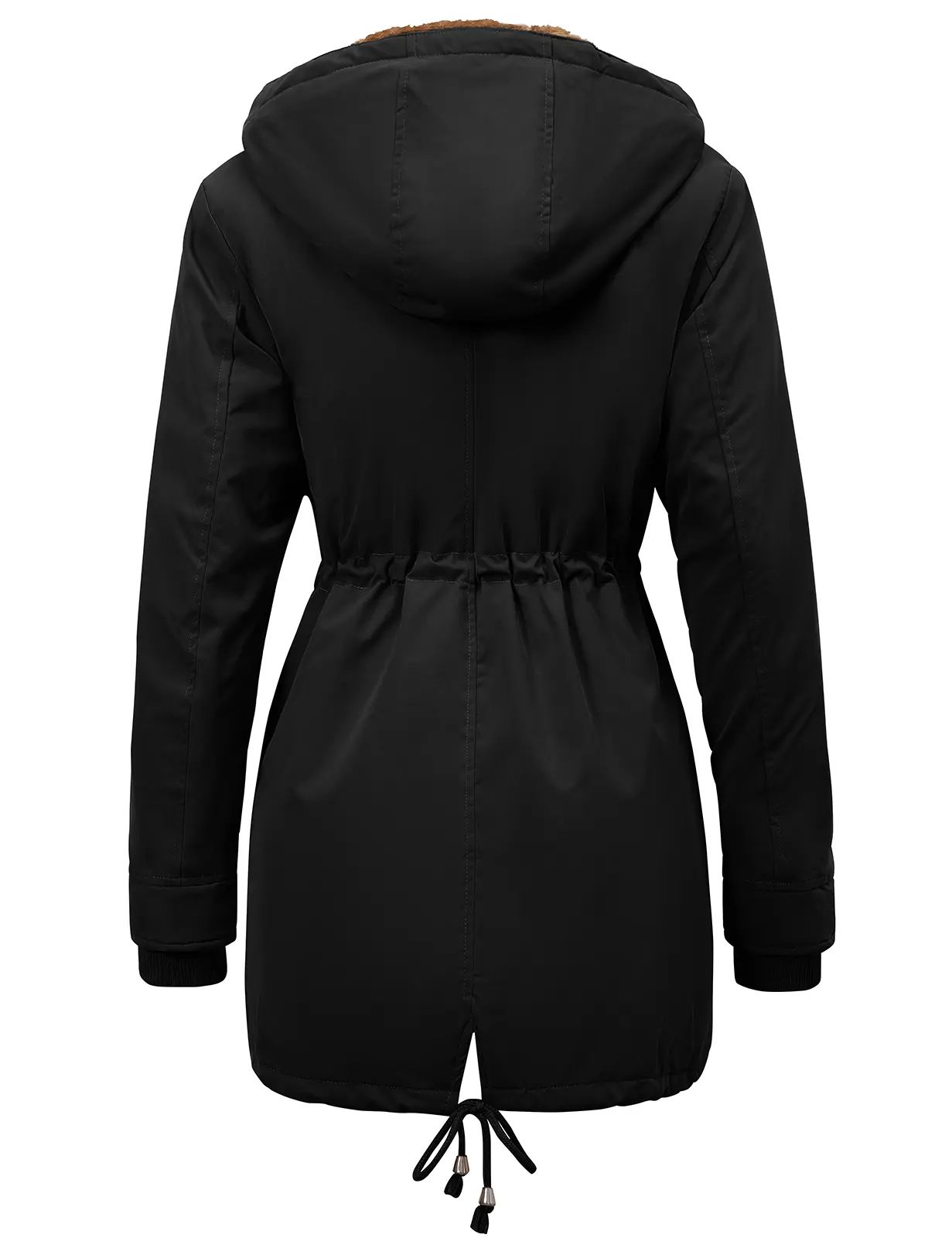 Women's Thick Fleece Waterproof Hooded Rain Jacket