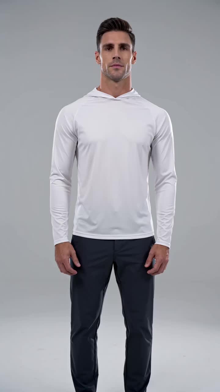 Men's 6-Pack Long-Sleeve Hooded Sun Shirts - Plain Hooded Tee