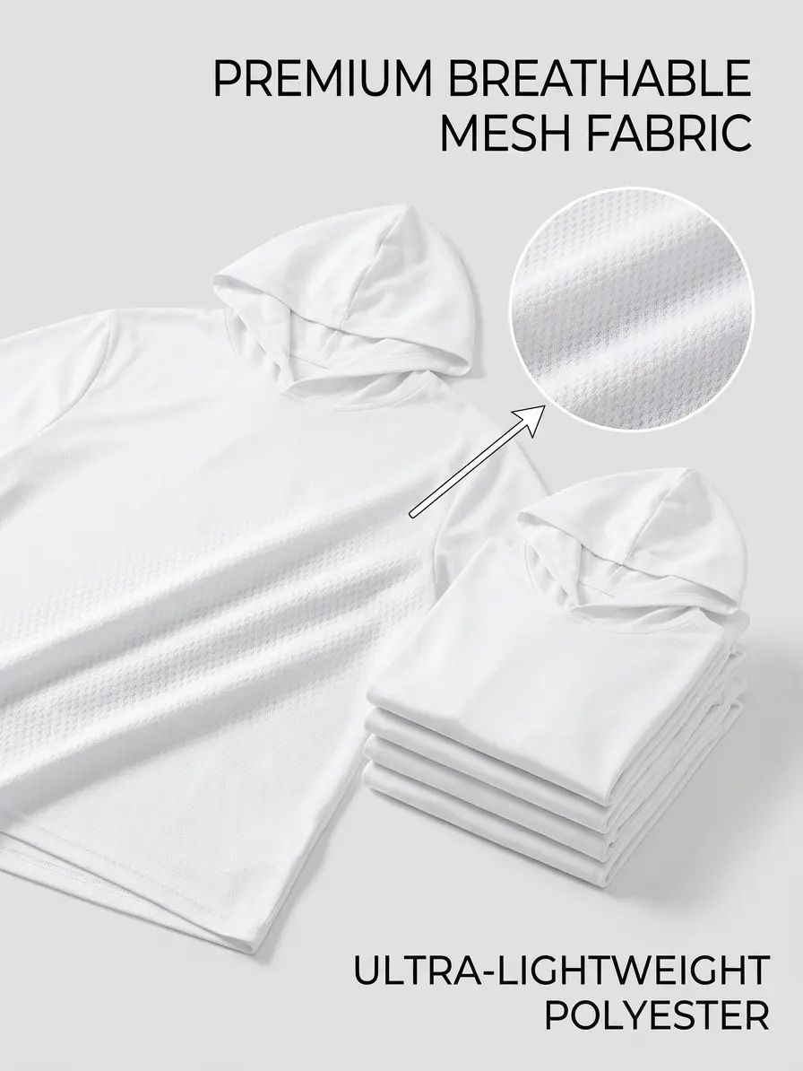 Men's 6-Pack Long-Sleeve Hooded Sun Shirts - Plain Hooded Tee