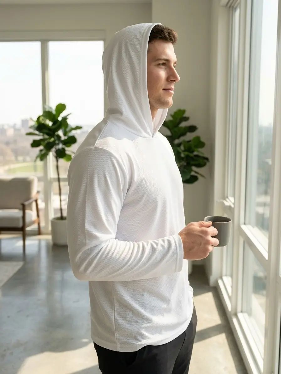 Men's 6-Pack Long-Sleeve Hooded Sun Shirts - Plain Hooded Tee