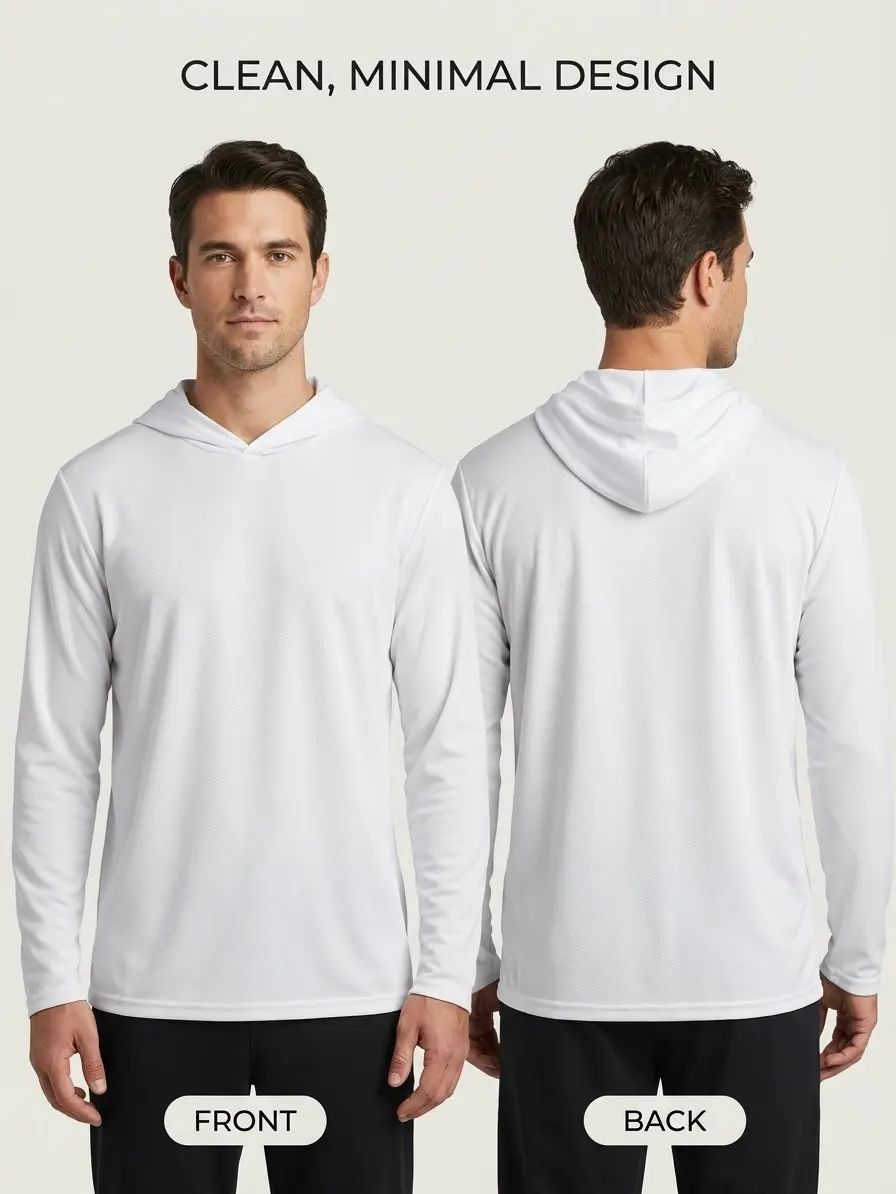 Men's 6-Pack Long-Sleeve Hooded Sun Shirts - Plain Hooded Tee