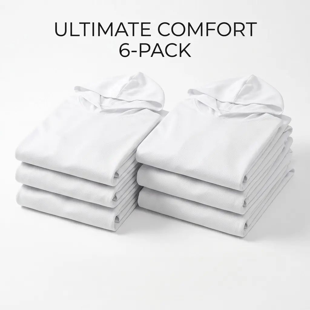 Men's 6-Pack Long-Sleeve Hooded Sun Shirts - Plain Hooded Tee