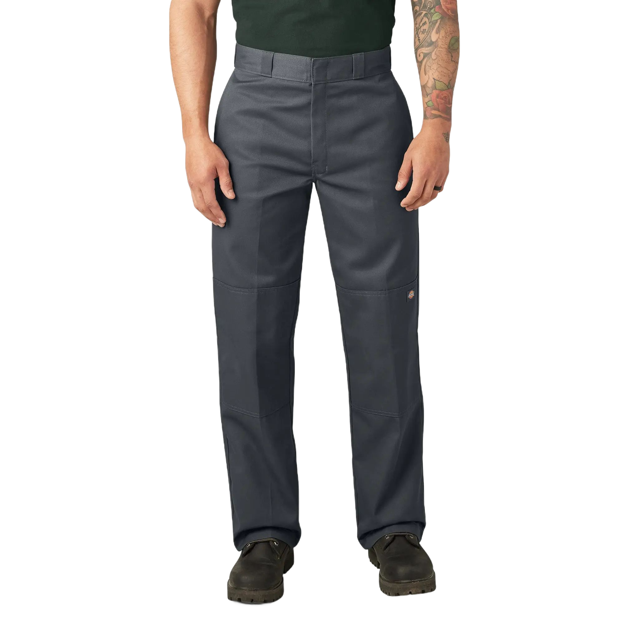 Men's Loose Fit Double Knee Work Pants, Reinforced Knees, Multi-Pocket Utility Fit, Workwear Street Style