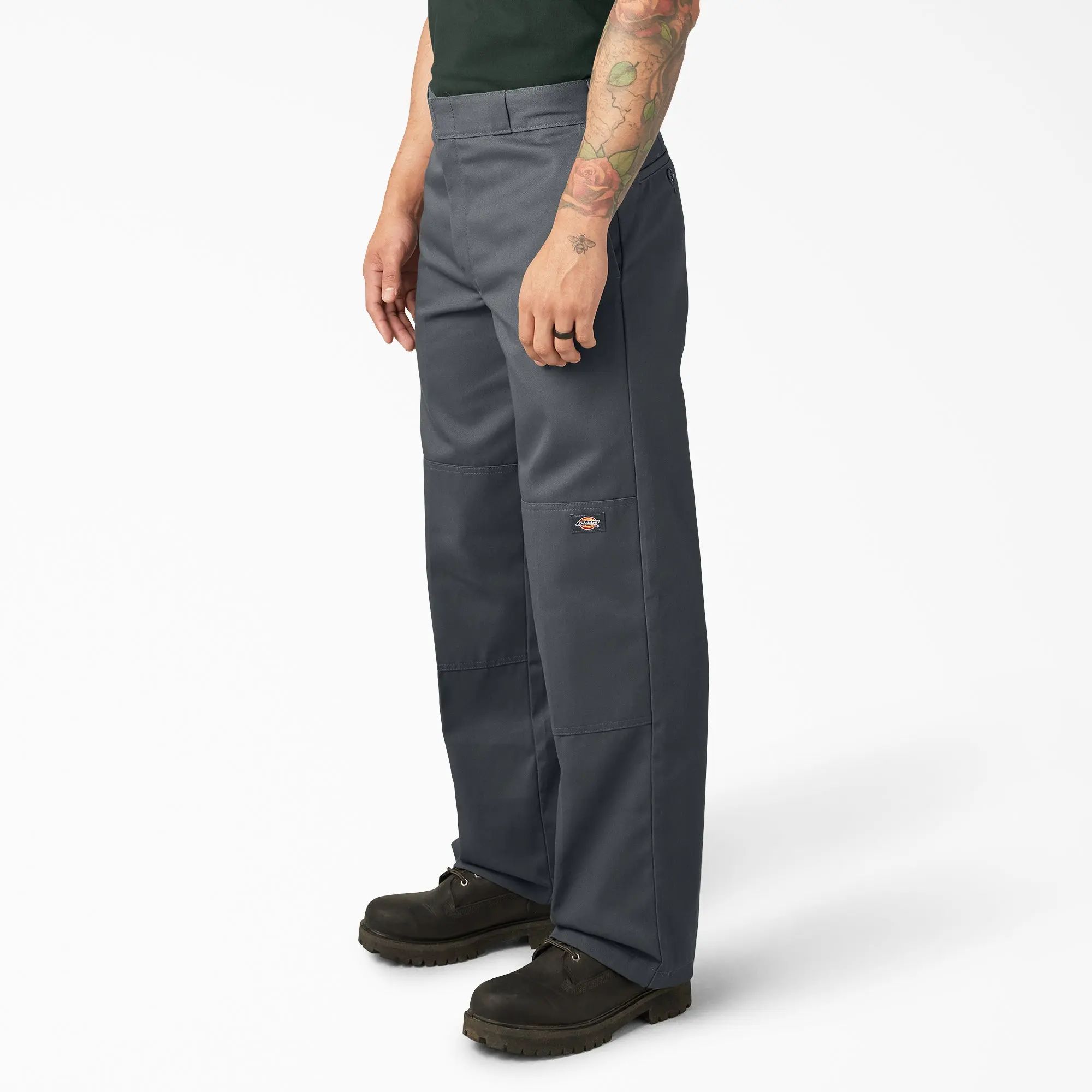 Men's Loose Fit Double Knee Work Pants, Reinforced Knees, Multi-Pocket Utility Fit, Workwear Street Style