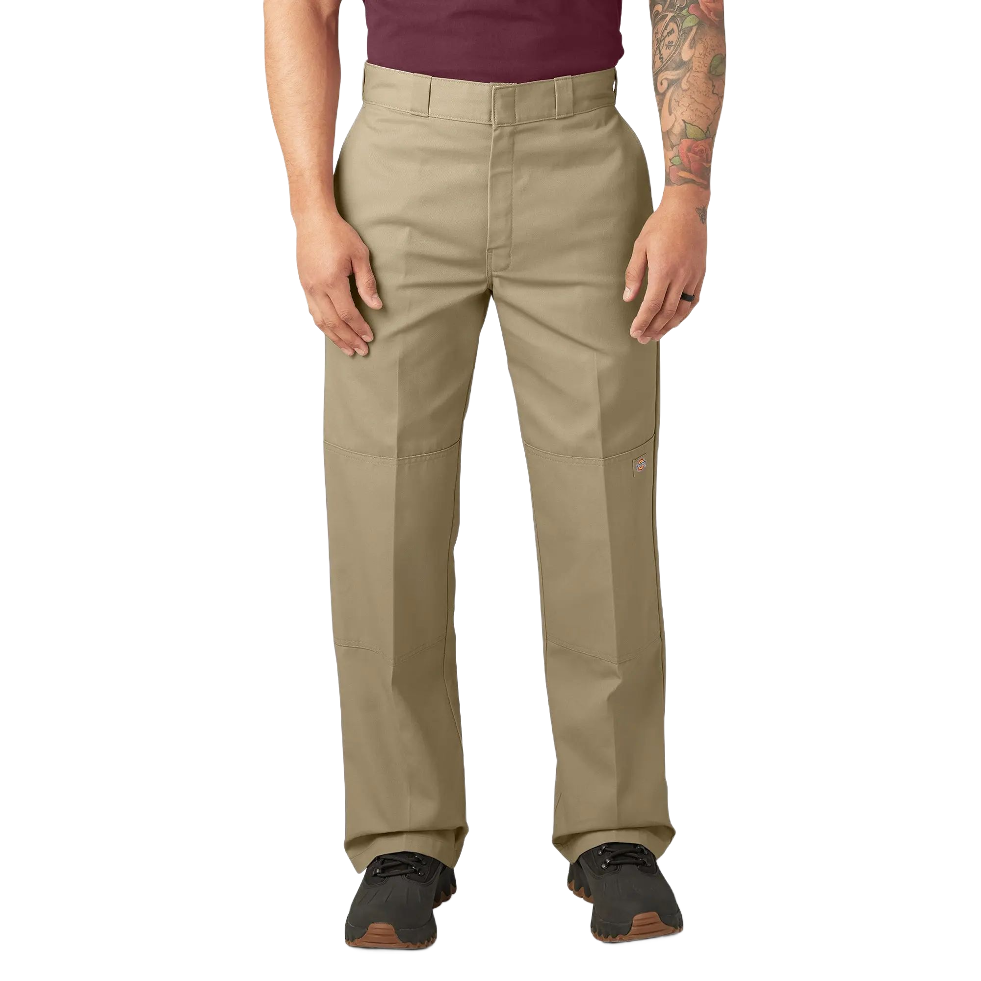 Men's Loose Fit Double Knee Work Pants, Reinforced Knees, Multi-Pocket Utility Fit, Workwear Street Style