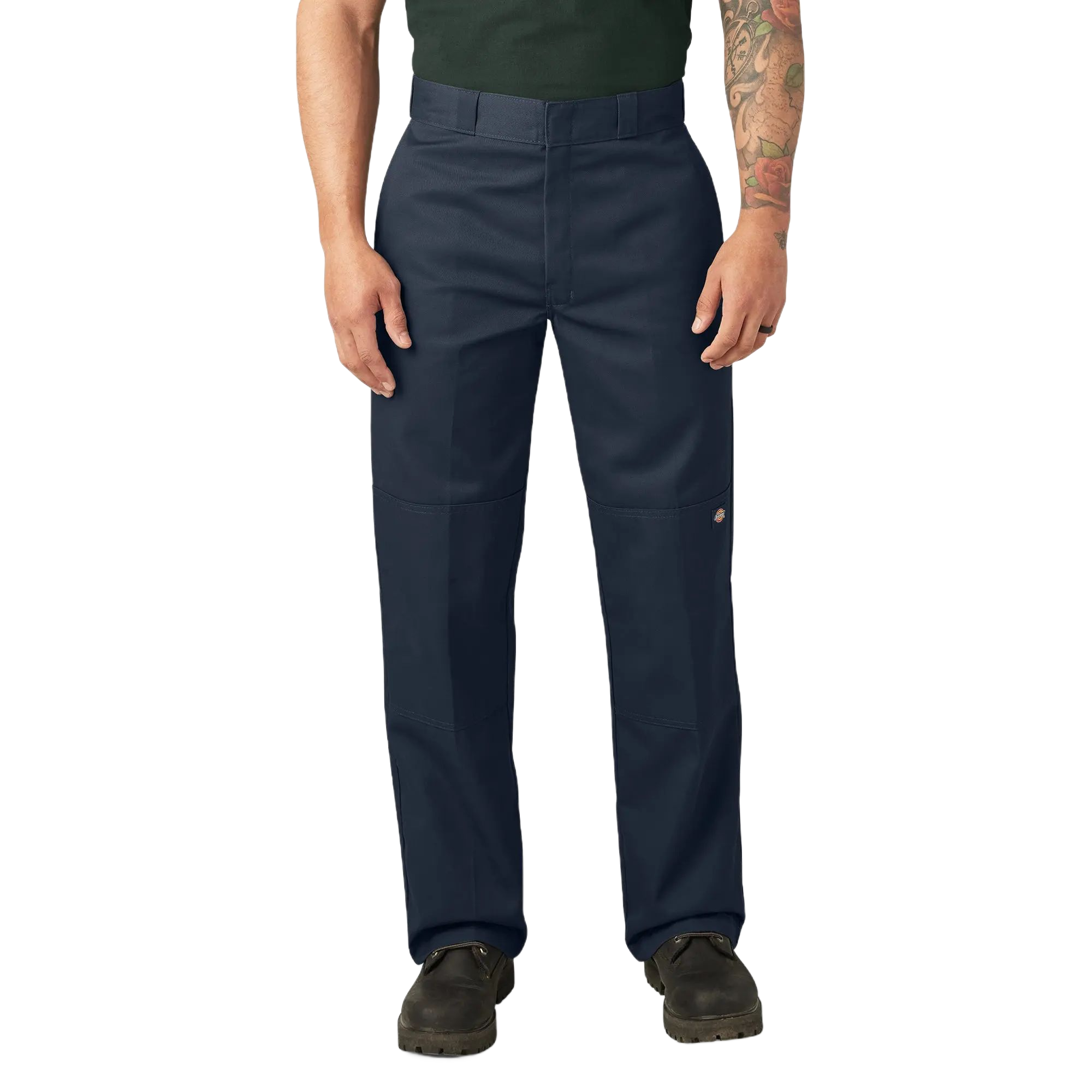 Men's Loose Fit Double Knee Work Pants, Reinforced Knees, Multi-Pocket Utility Fit, Workwear Street Style