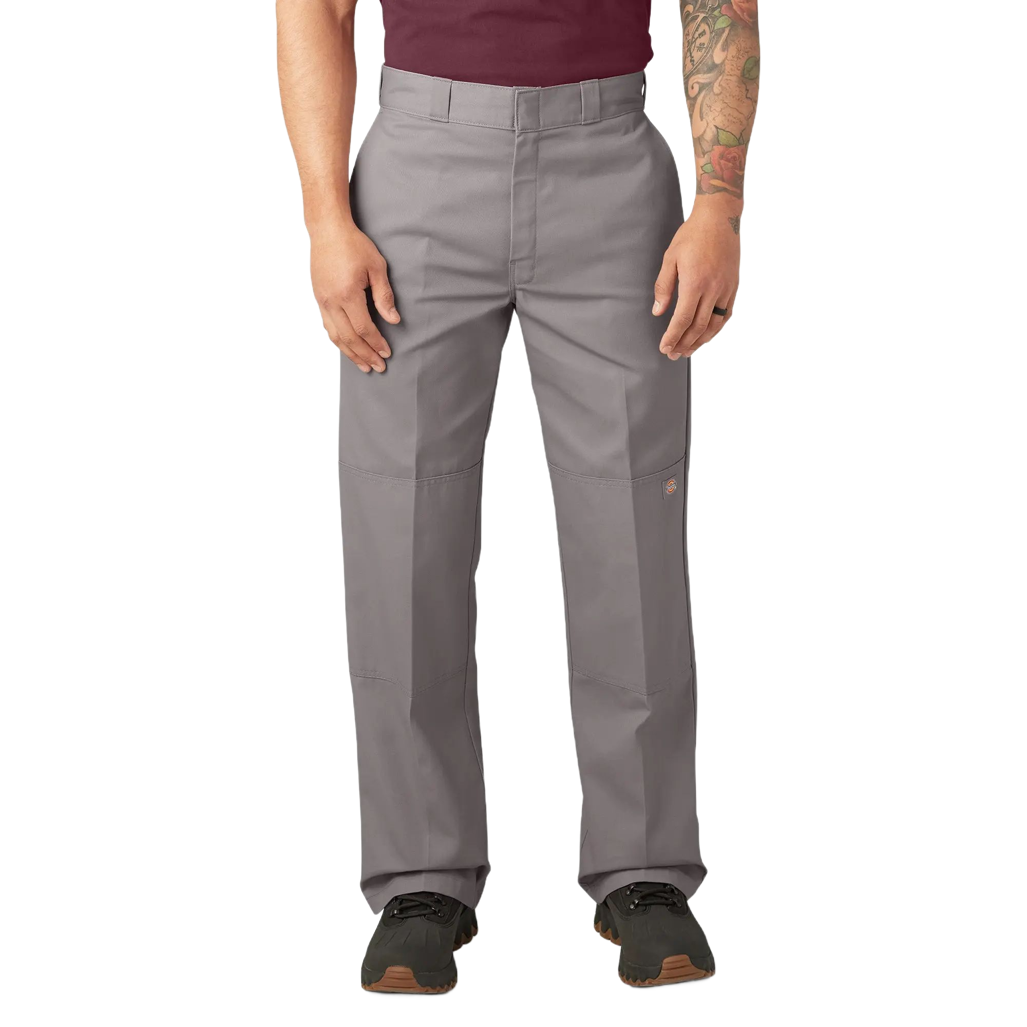 Men's Loose Fit Double Knee Work Pants, Reinforced Knees, Multi-Pocket Utility Fit, Workwear Street Style