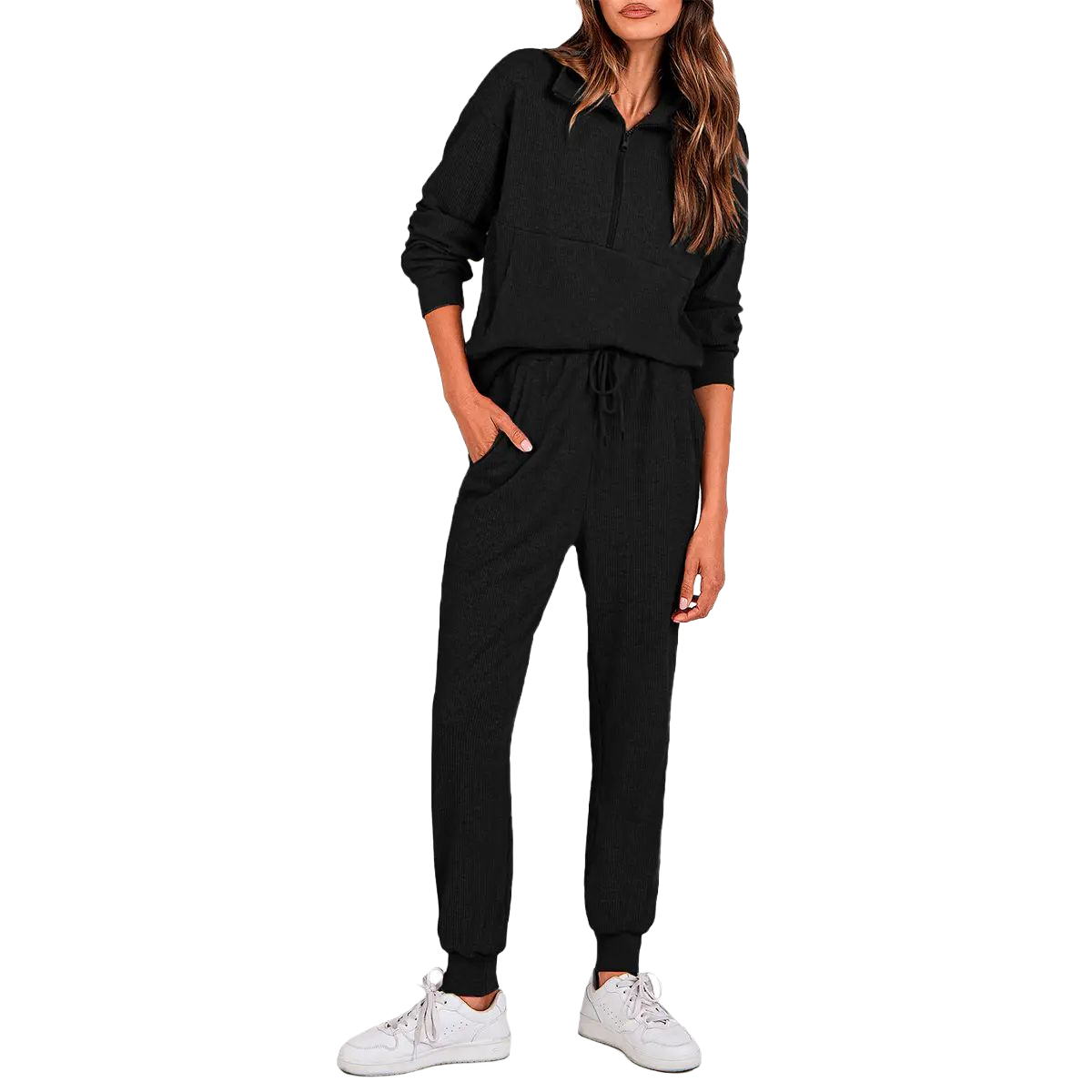 Women's 2-Piece Sweatpants Set Long Sleeve Half Zip Pullover Sweatshirt & Joggers Pants