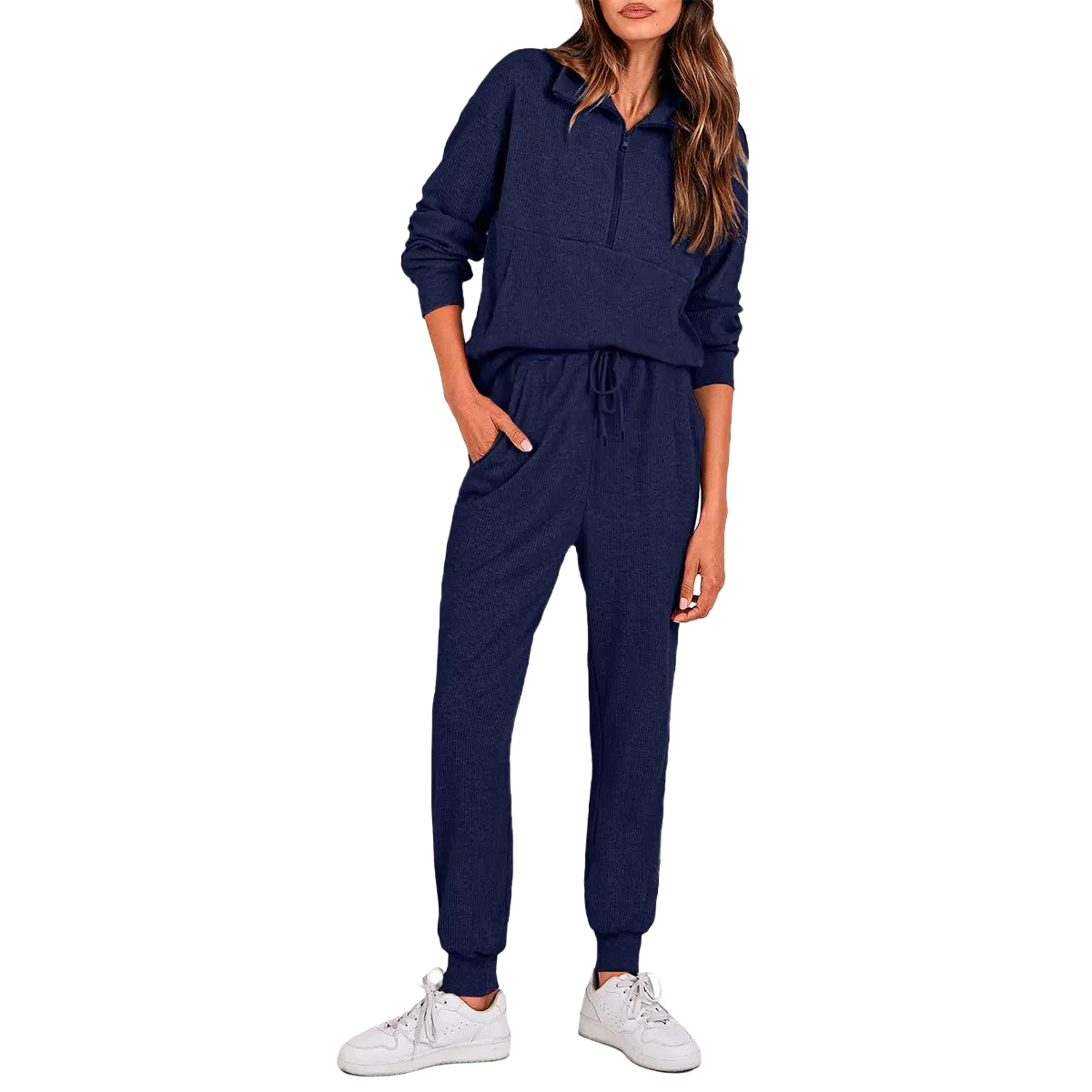 Women's 2-Piece Sweatpants Set Long Sleeve Half Zip Pullover Sweatshirt & Joggers Pants