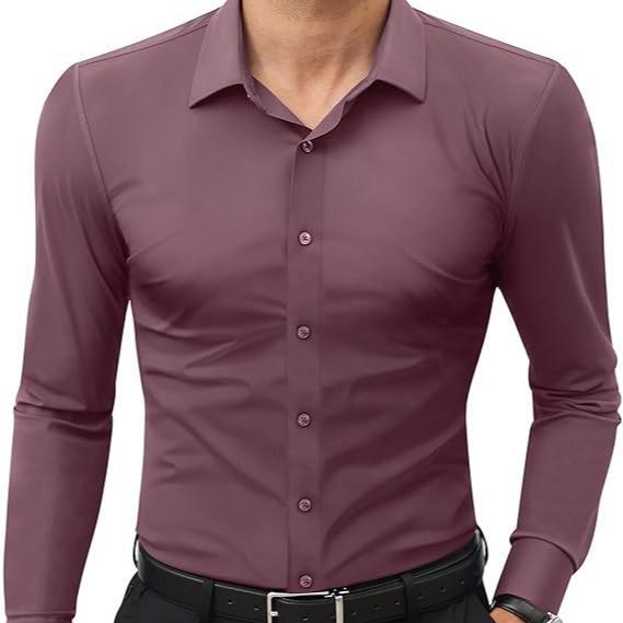 Men’s 4-Way Stretch Travel Dress Shirt: Wrinkle-Free Slim Fit